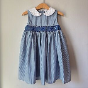 Vintage Toddler Girl’s Smocked Bluebird Striped Dress Size 3T